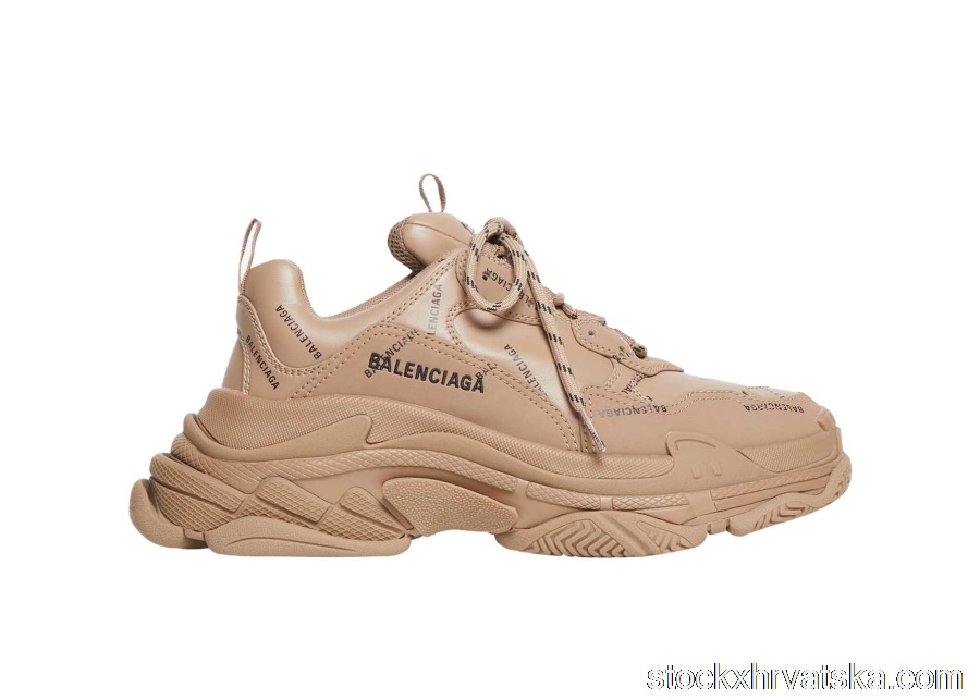Balenciaga All Over Logo Triple S Beige 536737W2FA19911