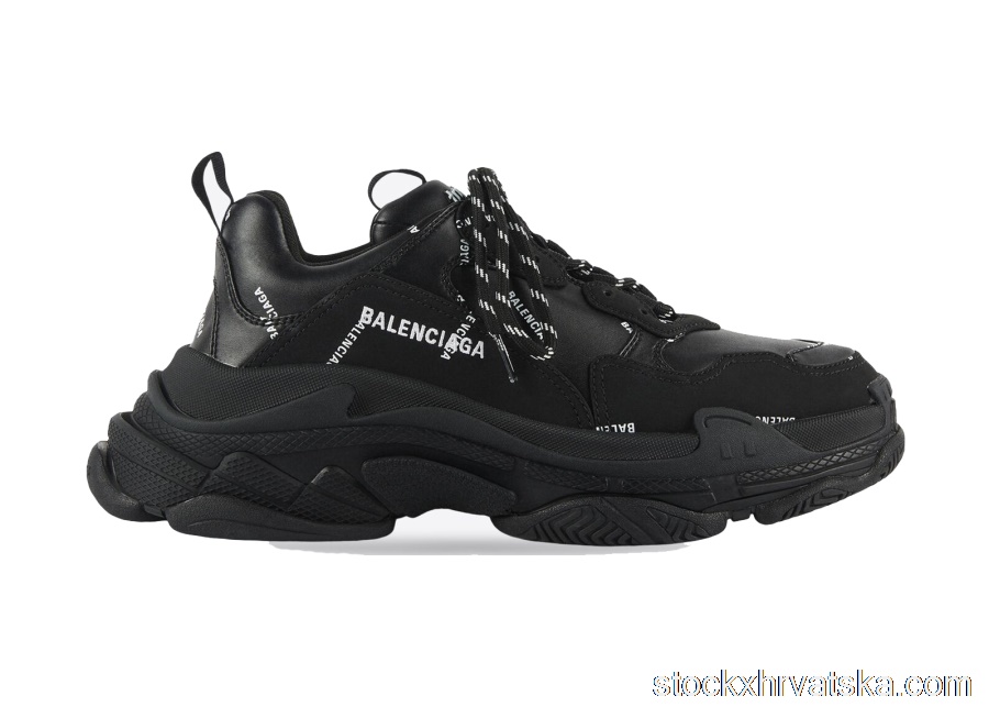 Balenciaga All Over Logo Triple S Black (W) 524039W2FA11090