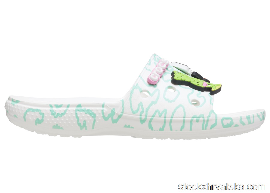 Crocs Classic Slide Ron English Party Animals Cheetah White (W)